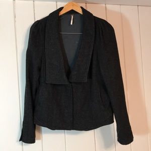 Free People wool blend jacket, black/grey sz12